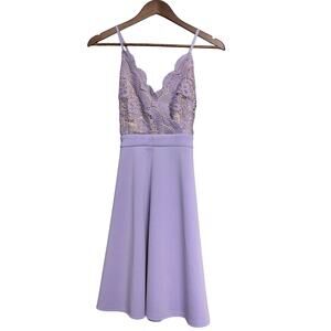 Women's Lavender Francesca's Lace Top Cross Strap Dress - Size Small